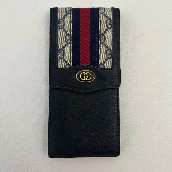 Vintage Gucci Glasses, Sunglass or Cigarette Case Blue GG Supreme Sherry Line - Picture 1 of 14